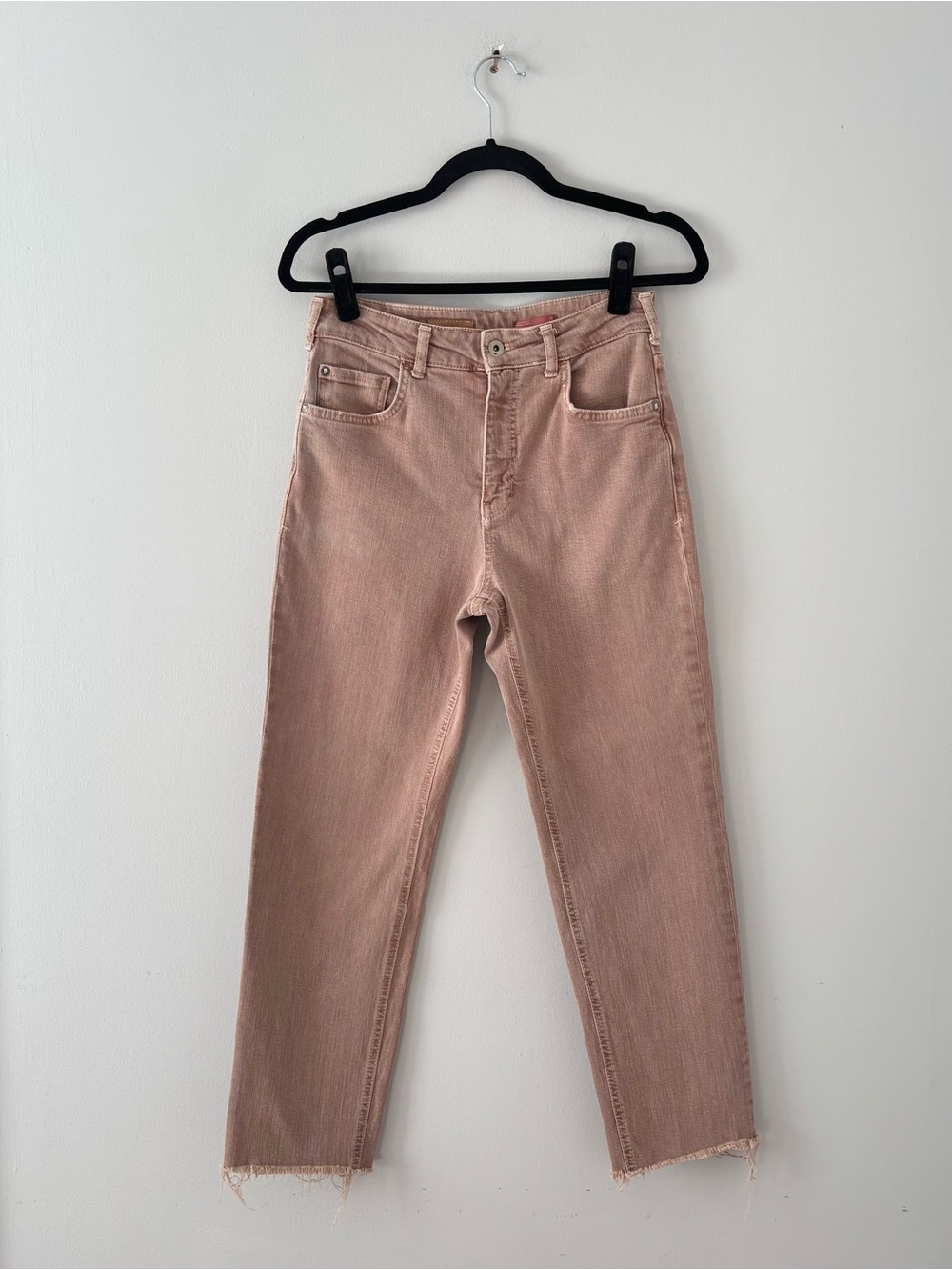 Pilcro The Vintage Straight Jean Raw Hem Denim Stretch Faded Wash Anthropologie